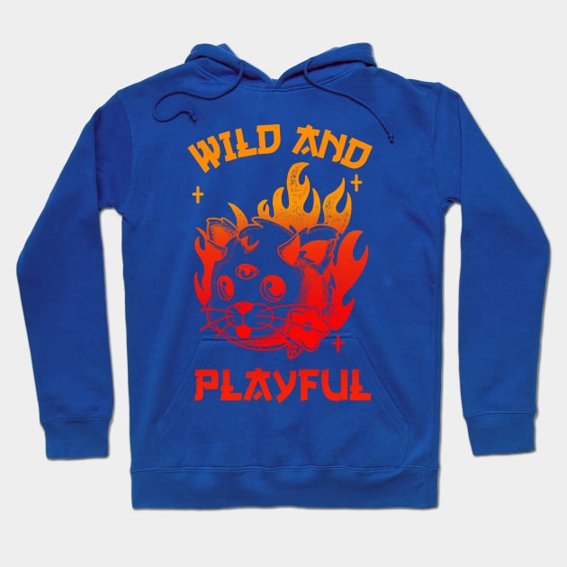 WAP Wild and Playful Cool Biker Cat Purring And Playing Evil Wittle Red and Orange Fireball of Furry Fury Art Hoodie by TeachUrb